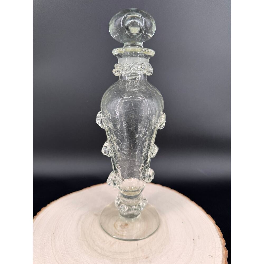 Vintage Murano Style Crackle Glass Perfume Decorative Apothecary Bottle Stopper